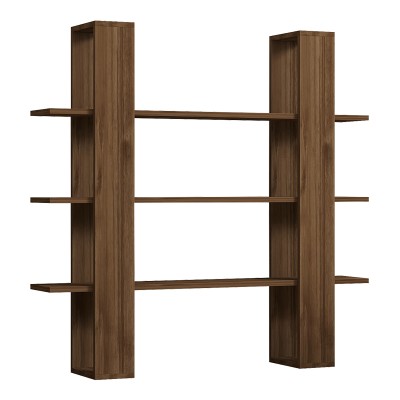 Bibliothèque Yotek bois noyer 120x23x120cm