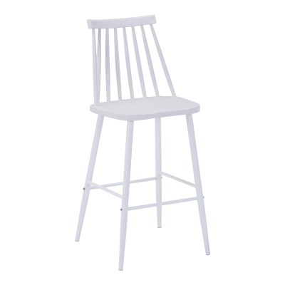 Tabouret de bar blanc - pied en métal blanc 42x47x99cm

