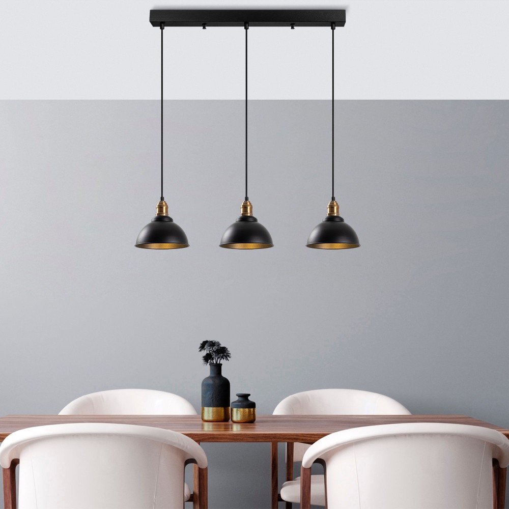 Suspension luminaire  style industriel métal avec une finition noire