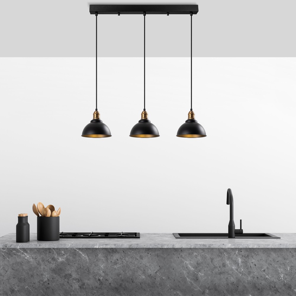 Suspension luminaire  style industriel métal avec une finition noire