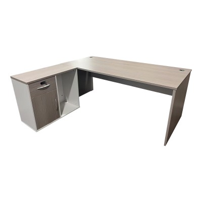 Bureau d'angle professionnel Armadi bois gris blanc 180x80x75cm