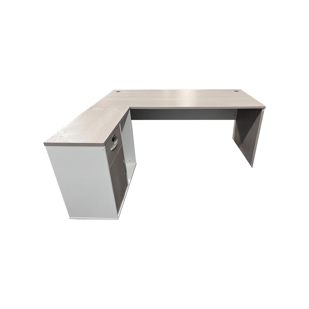 Bureau d'angle professionnel Armadi bois gris blanc 180x80x75cm