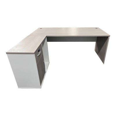 Bureau d'angle professionnel Armadi bois gris blanc 180x80x75cm