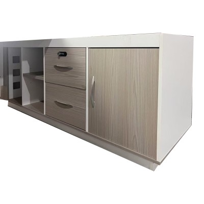 Bureau d'angle professionnel Armadi gris-blanc 160x80x75cm