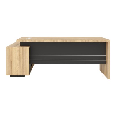 Bureau professionnel réversible bois naturel gris foncé 200x170x75 cm