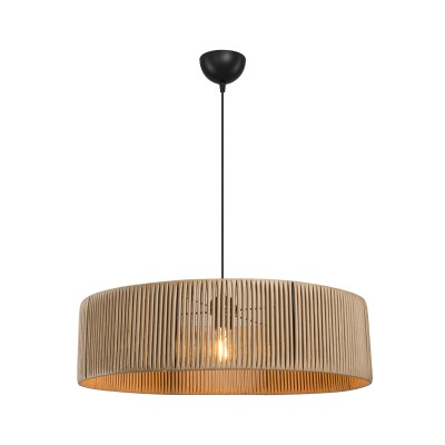 Suspension luminaire plafonnier E27 abat jour bois 55x20 cm