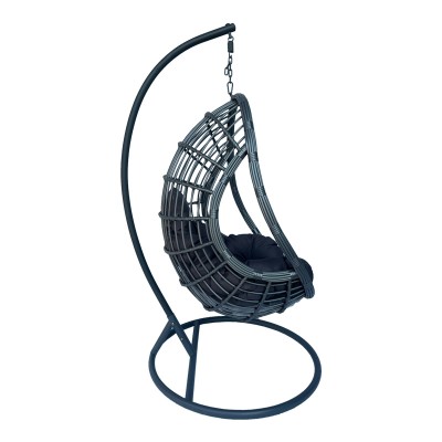 Fauteuil suspendu balancelle  base en métal effet rotin gris 125x105x195 cm