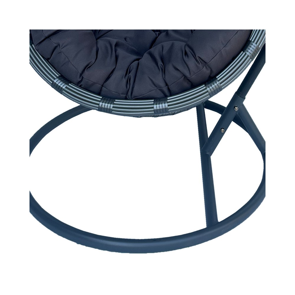 Fauteuil suspendu balancelle  base en métal effet rotin gris 125x105x195 cm