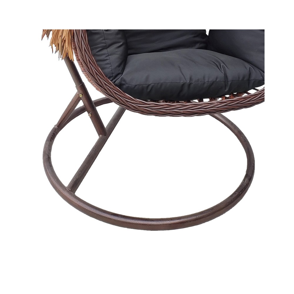 Fauteuil suspendu balancelle  base en métal marron  effet rotin marron 120x105x195cm