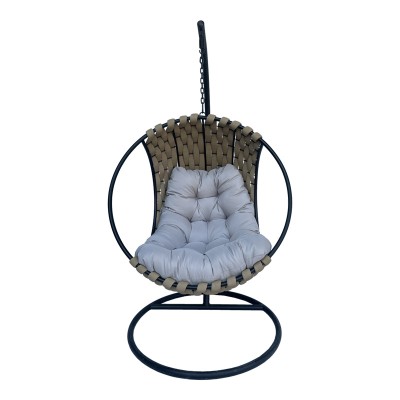 Balancelle fauteuil suspendu base en métal noir gris 100x105x195 cm