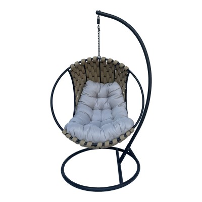 Balancelle fauteuil suspendu base en métal noir gris 100x105x195 cm