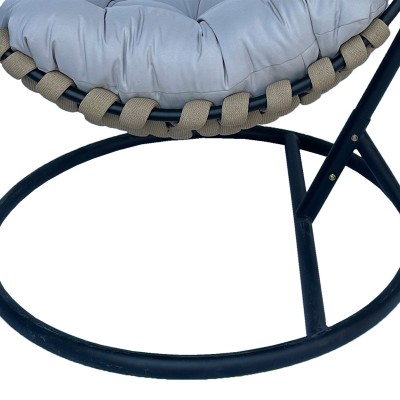 Balancelle fauteuil suspendu base en métal noir gris 100x105x195 cm