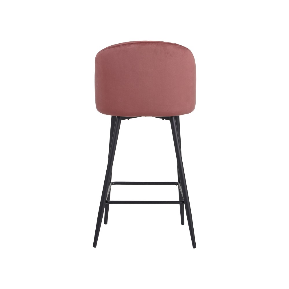 Tabouret de bar en velours rose avec pieds en métal noir 53x46,5x96,5 cm
