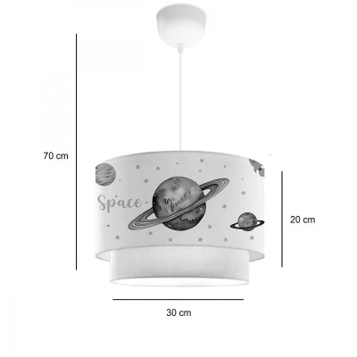 Suspension luminaire plafonnier enfant saturne blanc 30x20 cm
