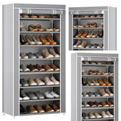 Meuble Organisateur armoire chaussures à 8 niveaux avec housse anti-poussière