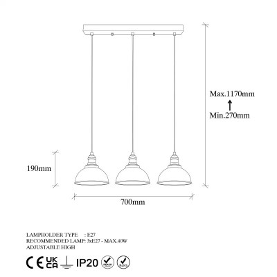 Suspension luminaire  style industriel métal avec une finition noire