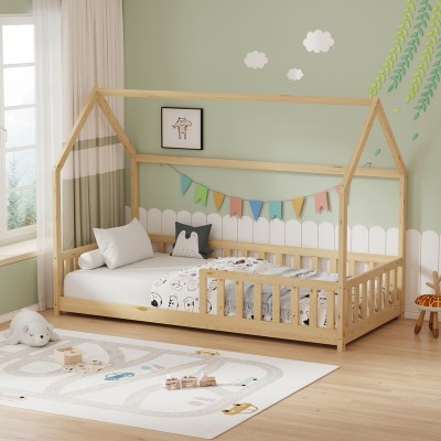 Lit pour enfant avec barrières en bois de pin  90x190 cm
