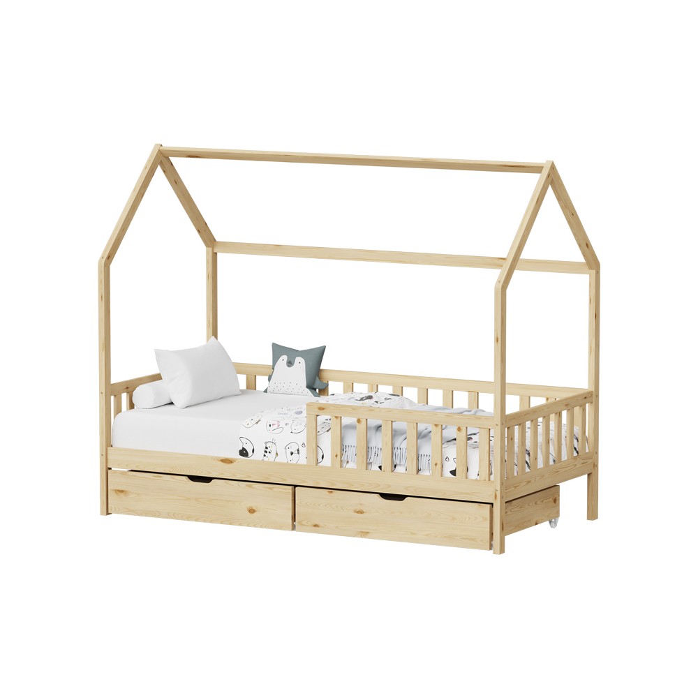 Lit pour enfant avec 2 tiroirs bois de pin 90x190cm

