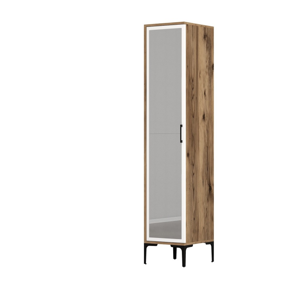 Armoire Kairos avec miroir - 201,40x40x47,50 cm - Noyer/blanc Armoire Kairos avec miroir - 201,40x40x47,50 cm - Noyer/blanc