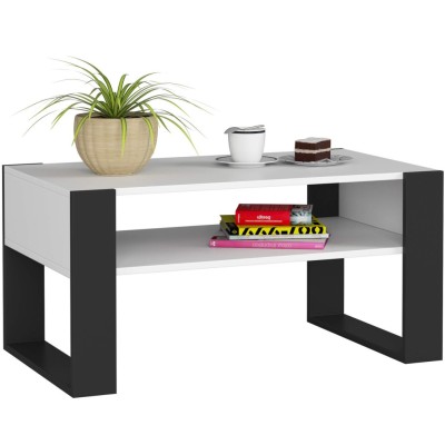 Table Basse KIMA Blanche Noir 92x53x45 cm