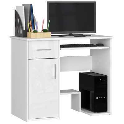 Bureau JENNA 1 porte 1 Tiroir 3 étagères 90x74X50 cm blanc