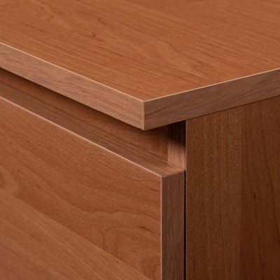 Bureau POLO Bois MDF 1 Porte 3 Tiroirs Marron 5 Étagères 124x52x74 Cm