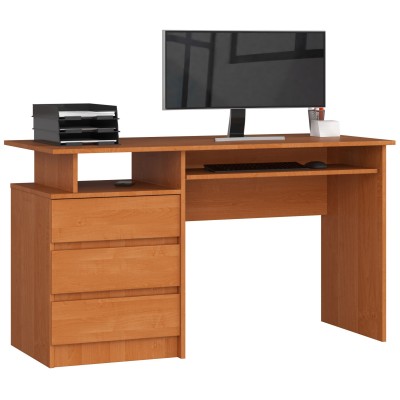 Bureau ERINO Bois MDF  Gauche 4 tiroirs facade Marron 90x50x77 cm 