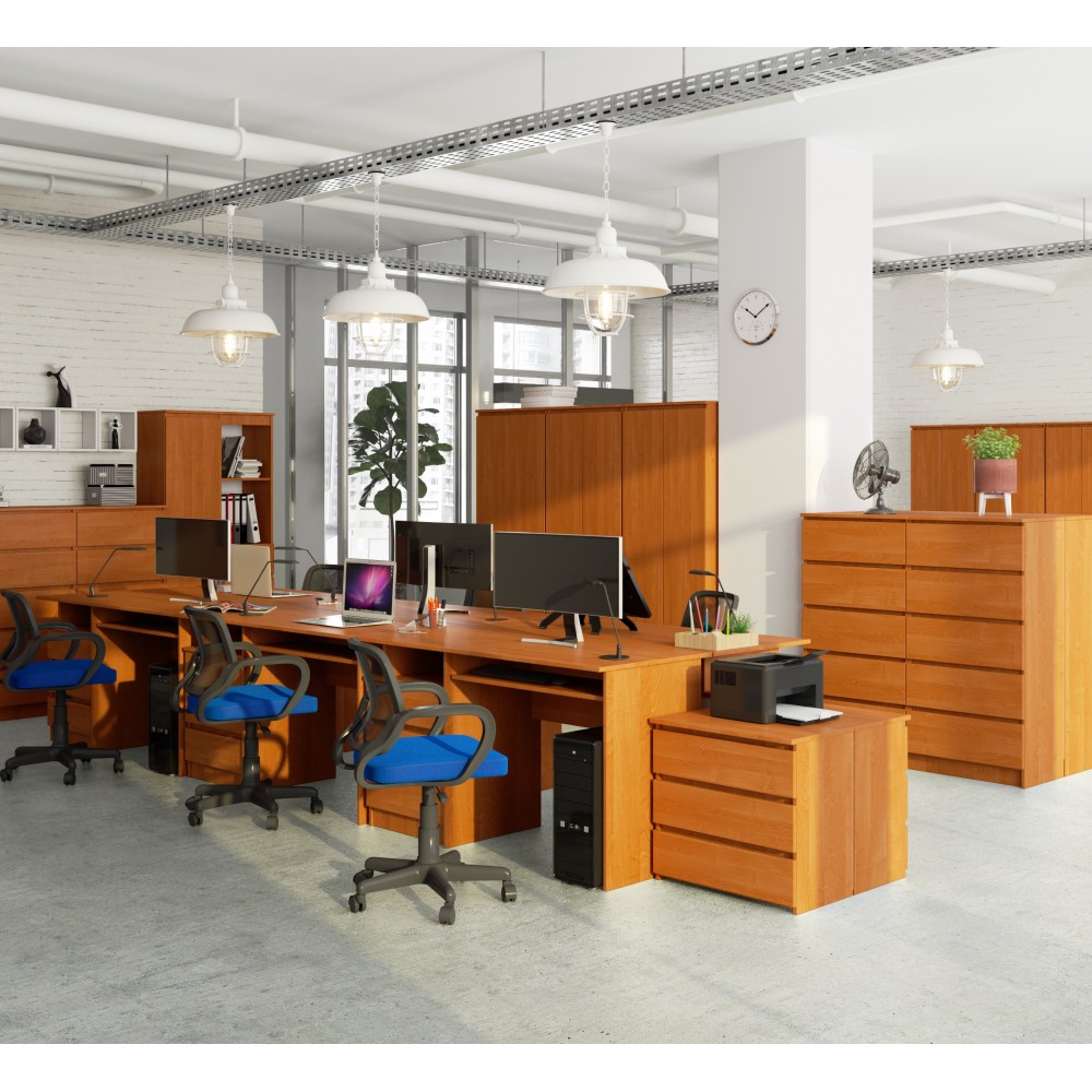 Bureau ERINO Bois MDF  Gauche 4 tiroirs facade Marron 90x50x77 cm 