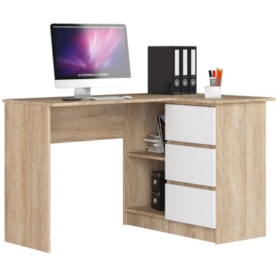 Bureau D'angle  Droit Bois sonoma / Blanc