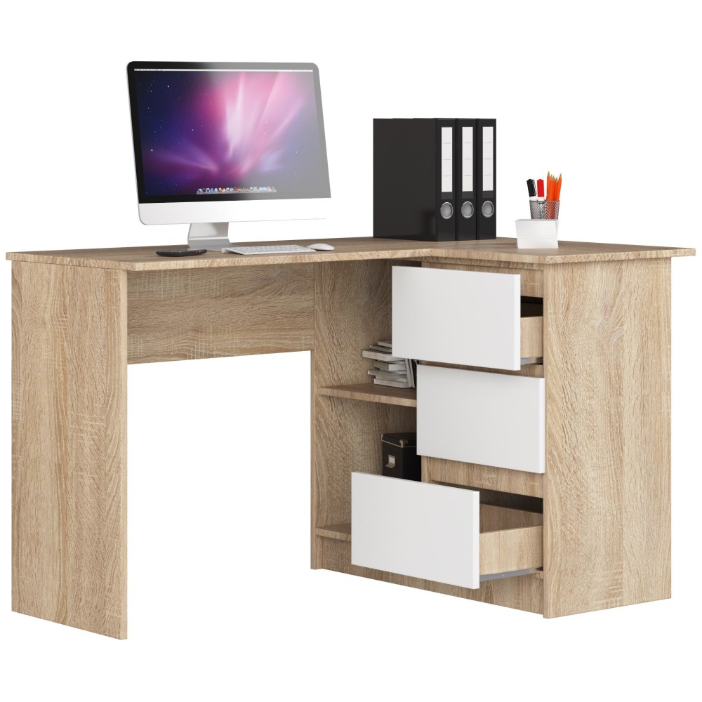 Bureau D'angle  Droit Bois sonoma / Blanc