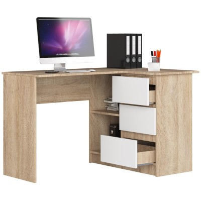 Bureau D'angle  Droit Bois sonoma / Blanc