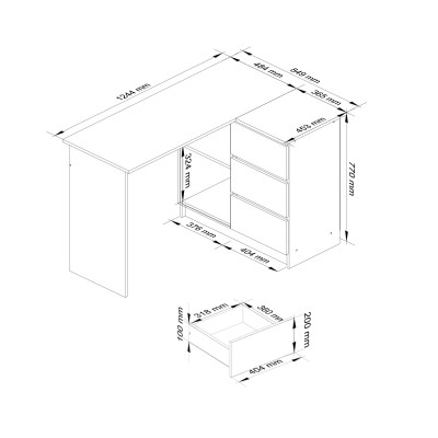Bureau D'angle  Droit Bois sonoma / Blanc