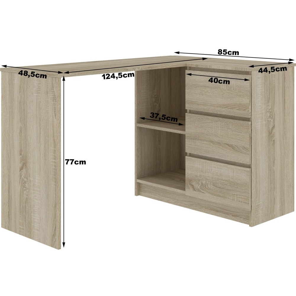 Bureau D'angle  Droit Bois sonoma / Blanc