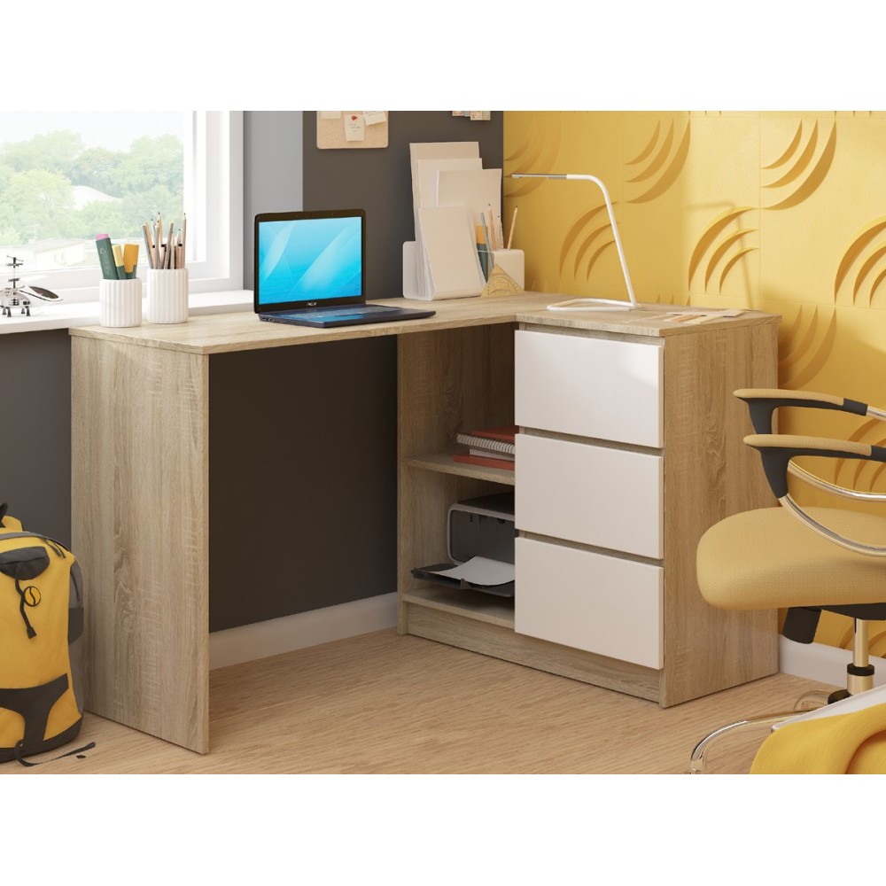 Bureau D'angle  Droit Bois sonoma / Blanc
