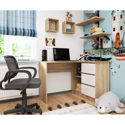 Bureau D'angle  Droit Bois sonoma / Blanc