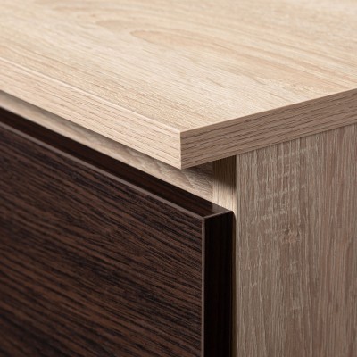 Bureau RICCI Droite Marron Bois MDF 3 tiroirs  1 étagère 90x50x77 cm