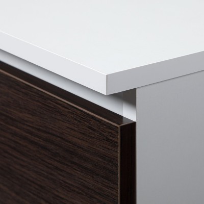 Bureau POLO Bois MDF 1 Porte 3 Tiroirs Façade Marron 5 Étagères 124x52x74 Cm