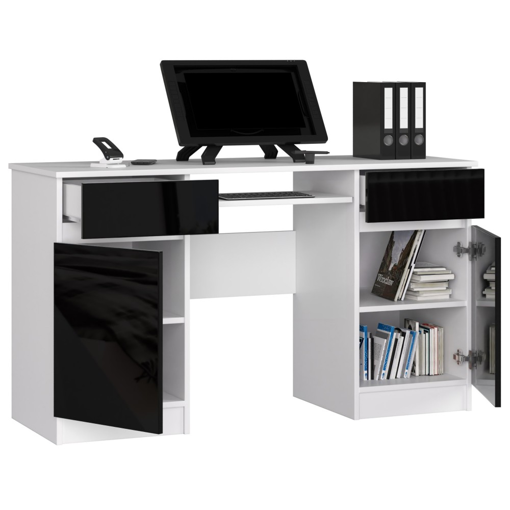 Bureau LINO Chêne 2 portes 2 tiroirs  5 étagères 135x50x77 cm