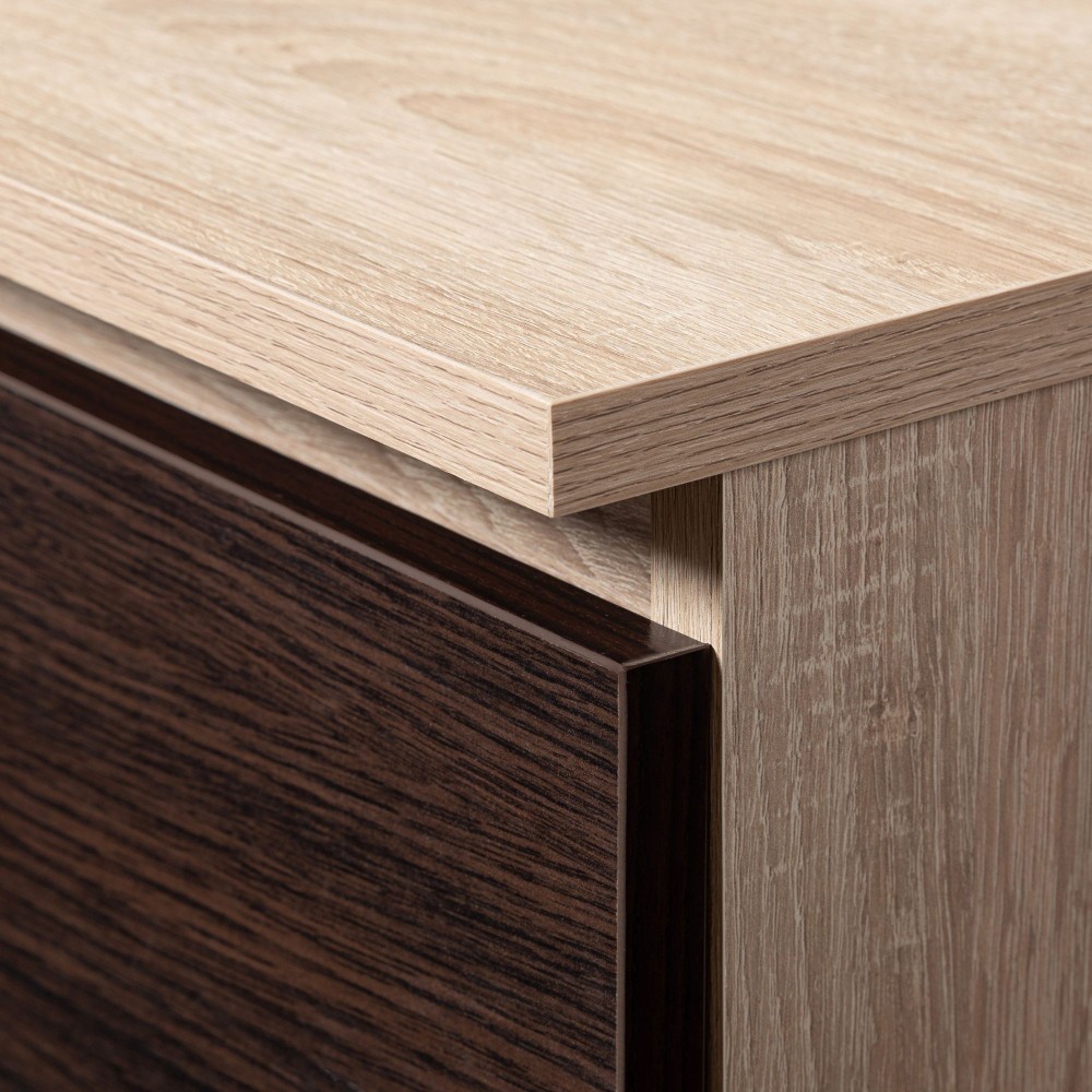 Bureau RICCI Gauche Marron Bois MDF 3 tiroirs  1 étagère 90x50x77 cm