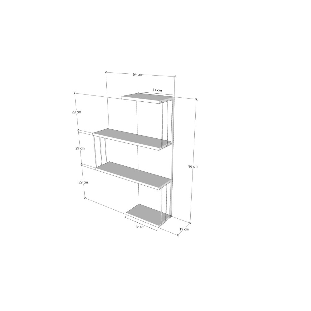 Etagère murale 64x96x19 cm Blanche