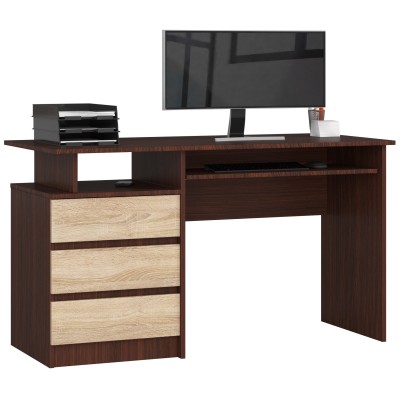 Bureau ERINO Bois MDF  Gauche  4 tiroirs facade Marron 90x50x77 cm