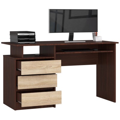 Bureau ERINO Bois MDF  Gauche  4 tiroirs facade Marron 90x50x77 cm
