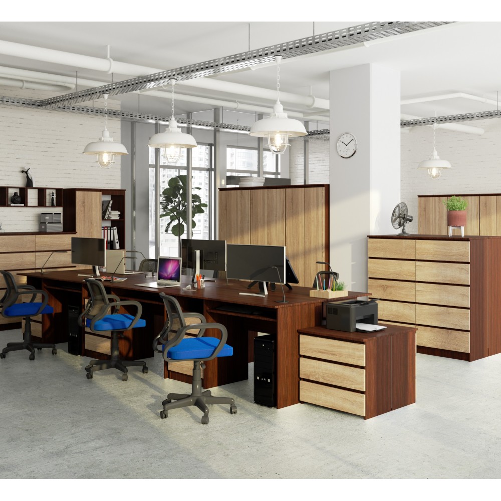 Bureau ERINO Bois MDF  Gauche  4 tiroirs facade Marron 90x50x77 cm