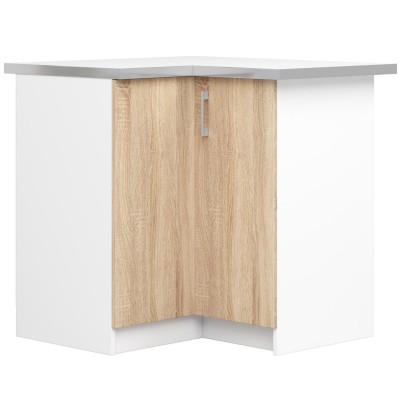 Meuble De Cuisine D'angle  Avec Plateau Blanc bois 84 Cm