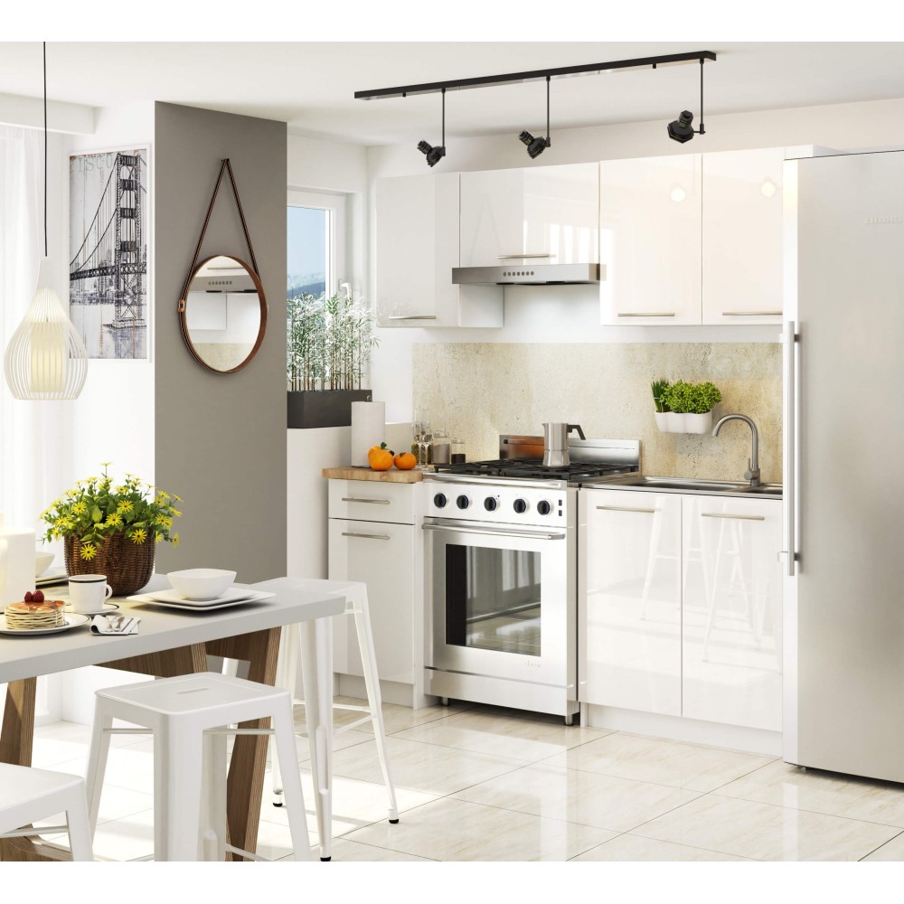 Meuble de cuisine bas POLINE 1 porte 1 tiroir Blanc Brillant 40x85x46 cm 