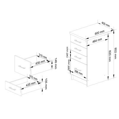 Meuble de cuisine Oliwia  + Plateau Blanc / Graphite Brillant