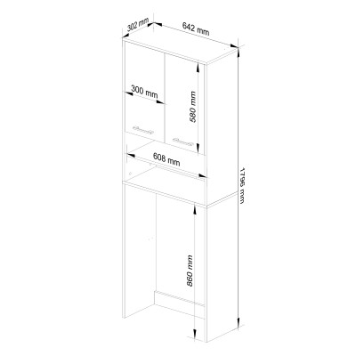 Meuble machine a laver 2 portes Marron Bl4 étagères 64x30x180 cm