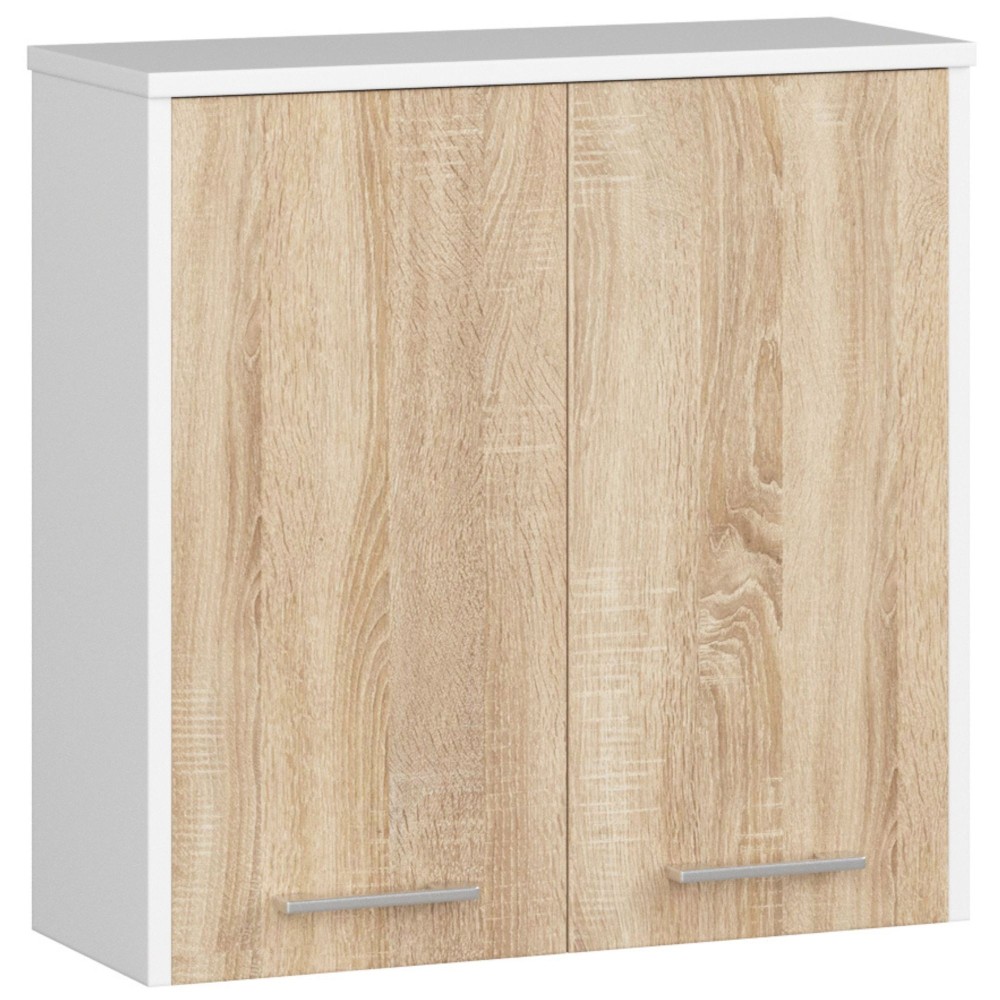 Armoire Salle De Bains Blanche 60X22X60 cm 2 Portes Façade Chêne Sonoma 2 Étagères MDF Armoire Salle De Bains Blanche 60X22X60 cm 2 Portes Façade Chêne Sonoma 2 Étagères MDF