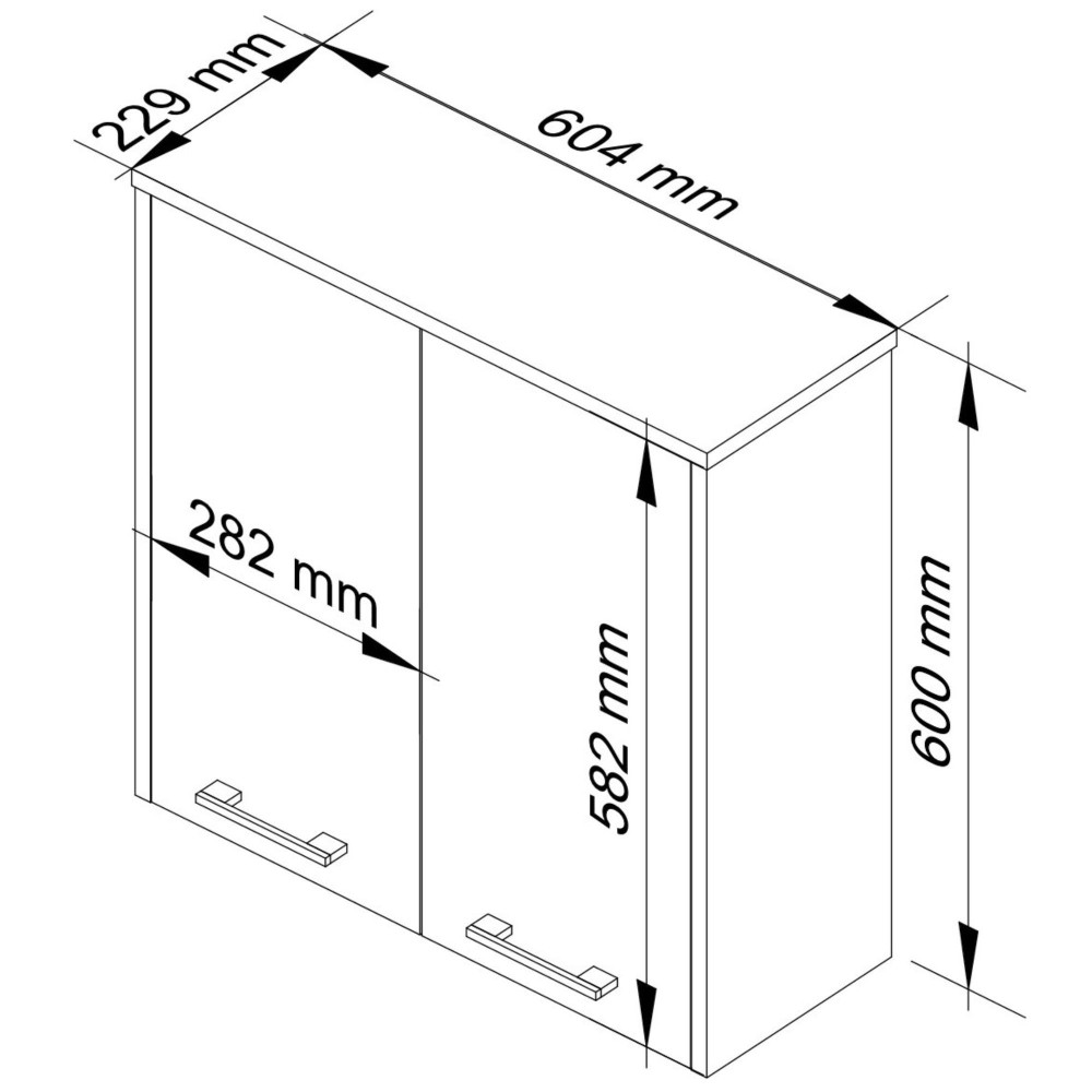 Armoire Salle De Bains Blanche  60X22X60 cm 2 Portes Façade Chêne Sonoma 2 Étagères MDF