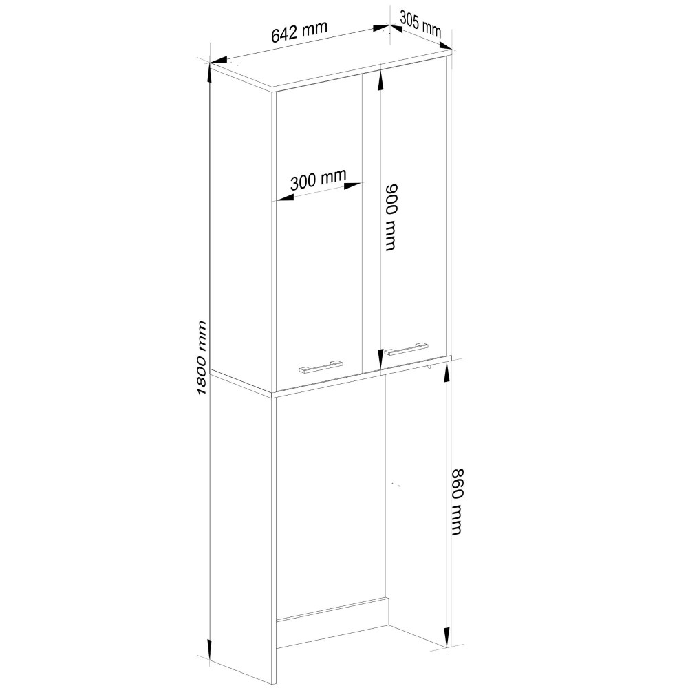Meuble machine a laver 2 portes 4 étagères 180X64X30 cm Gris / Blanc